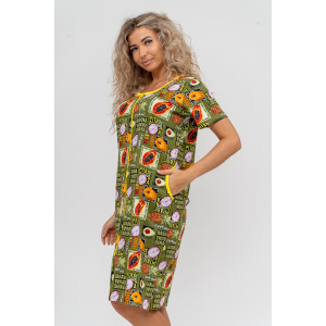 Халат женский №37007 кулирка (р-ры: 48-58) хаки Халат женский №37007 кулирка (р-ры: 48-58) хаки