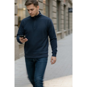 Джемпер мужской №52723 футер 2-х нитка (р-ры: 46-60) темно-синий