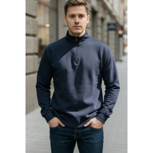 Джемпер мужской №52723 футер 2-х нитка (р-ры: 46-60) темно-синий