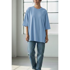 Футболка женская №826 "Oversize" кулирка (р-ры: 50) голубой