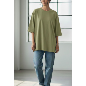 Футболка женская №826 "Oversize" кулирка (р-ры: 50) оливковый Футболка женская №826 "Oversize" кулирка (р-ры: 50) оливковый