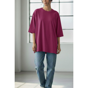 Футболка женская №826 "Oversize" кулирка (р-ры: 50) фуксия