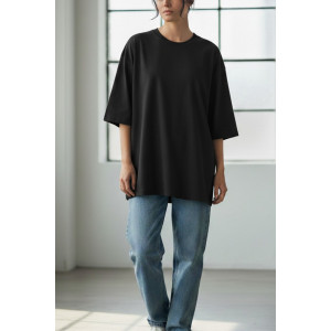 Футболка женская №826 "Oversize" кулирка (р-ры: 50) черный