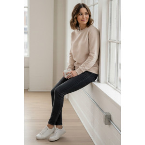 Лонгслив женский №1065 футер 3-х нитка с начёсом (р-ры: XS-XL) бежевый Лонгслив женский №1065 футер 3-х нитка с начёсом (р-ры: XS-XL) бежевый