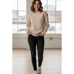 Лонгслив женский №1065 футер 3-х нитка с начёсом (р-ры: XS-XL) бежевый Лонгслив женский №1065 футер 3-х нитка с начёсом (р-ры: XS-XL) бежевый