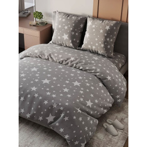 Постельное белье "Эко" бязь "Звезды" серый