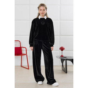 Костюм двойка женский "Нуар" велюр стрейч бархат (р-ры: 44-54) черный