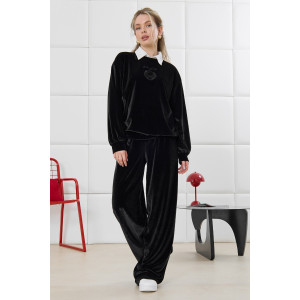 Костюм двойка женский "Нуар" велюр стрейч бархат (р-ры: 44-54) черный