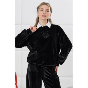 Костюм двойка женский "Нуар" велюр стрейч бархат (р-ры: 44-54) черный