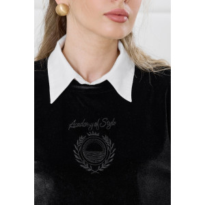 Костюм двойка женский "Нуар" велюр стрейч бархат (р-ры: 44-54) черный