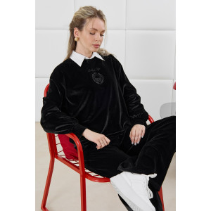 Костюм двойка женский "Нуар" велюр стрейч бархат (р-ры: 44-54) черный