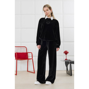 Костюм двойка женский "Нуар" велюр стрейч бархат (р-ры: 44-54) черный