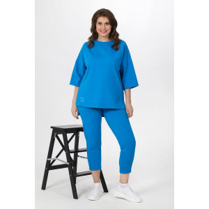 Костюм двойка женский "Рейв-3" футер 2-х нитка с лайкрой (р-ры: 46-58) синий электрик