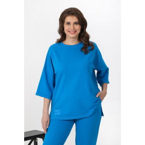 Костюм двойка женский "Рейв-3" футер 2-х нитка с лайкрой (р-ры: 46-58) синий электрик