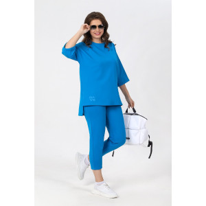 Костюм двойка женский "Рейв-3" футер 2-х нитка с лайкрой (р-ры: 46-58) синий электрик