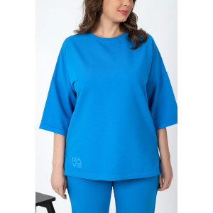 Костюм двойка женский "Рейв-3" футер 2-х нитка с лайкрой (р-ры: 46-58) синий электрик