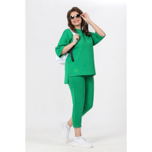 Костюм двойка женский "Рейв-3" футер 2-х нитка с лайкрой (р-ры: 46-58) зеленый