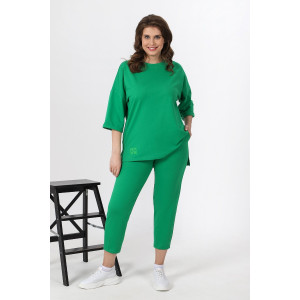 Костюм двойка женский "Рейв-3" футер 2-х нитка с лайкрой (р-ры: 46-58) зеленый