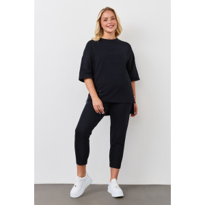 Костюм двойка женский "Рейв-3" футер 2-х нитка с лайкрой (р-ры: 46-58) черный