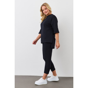 Костюм двойка женский "Рейв-3" футер 2-х нитка с лайкрой (р-ры: 46-58) черный