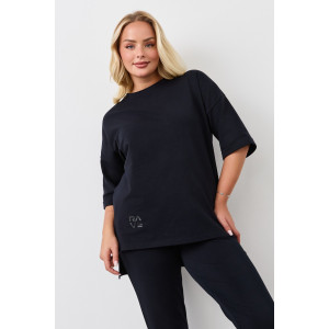 Костюм двойка женский "Рейв-3" футер 2-х нитка с лайкрой (р-ры: 46-58) черный