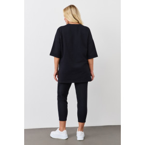 Костюм двойка женский "Рейв-3" футер 2-х нитка с лайкрой (р-ры: 46-58) черный