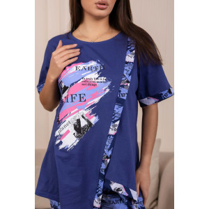 Костюм двойка женский 2145/1 кулирка (р-ры: 50-64) синий