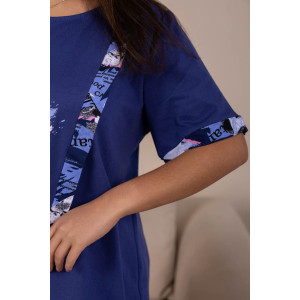 Костюм двойка женский 2145/1 кулирка (р-ры: 50-64) синий