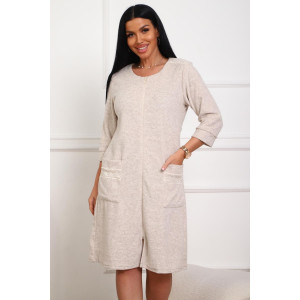 Халат женский 01075 махра (р-ры: 46-58) светло-бежевый