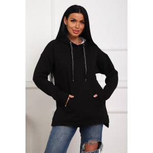 Толстовка женская 01074 футер с лайкрой (р-ры: 46-58) черный