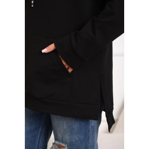 Толстовка женская 01074 футер с лайкрой (р-ры: 46-58) черный