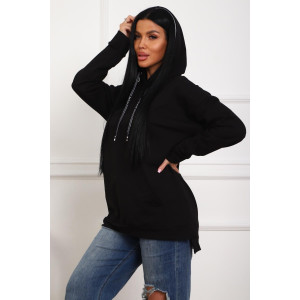 Толстовка женская 01074 футер с лайкрой (р-ры: 46-58) черный