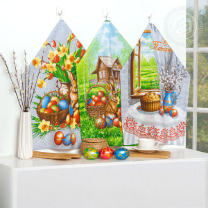 Набор кухонный из 3-х полотенец рогожка "Околица"