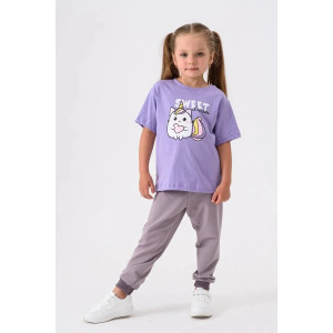 Футболка детская 2359-К "Набор-3" кулирка (р-ры: 80-110) голубой, фиолетовый, розовый - набор 3 шт