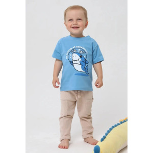 Футболка детская 2357-К "Набор-1" кулирка (р-ры: 80-110) голубой, бежевый, серый - набор 3 шт