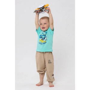 Футболка детская 2357-К "Набор-2" кулирка (р-ры: 80-110) бирюза, серый, голубой - набор 3 шт