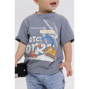 Футболка детская 2357-К "Набор-5" кулирка (р-ры: 80-110) серый, ярко-голубой, зеленый - набор 3 шт