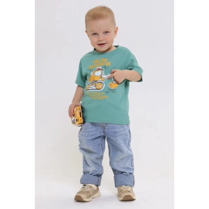 Футболка детская 2357-К "Набор-5" кулирка (р-ры: 80-110) серый, ярко-голубой, зеленый - набор 3 шт