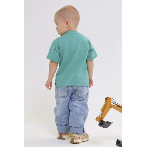 Футболка детская 2357-К "Набор-5" кулирка (р-ры: 80-110) серый, ярко-голубой, зеленый - набор 3 шт