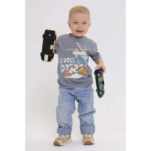 Футболка детская 2357-К "Набор-5" кулирка (р-ры: 80-110) серый, ярко-голубой, зеленый - набор 3 шт