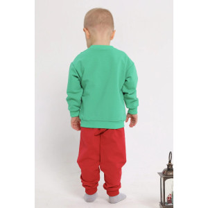 Свитшот детский 2378-Фут "Футер" футер 2-х нитка (р-ры: 80-110) Новый Год зеленый