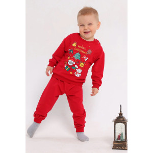 Свитшот детский 2378-Фут "Футер" футер 2-х нитка (р-ры: 80-110) Новый Год красный
