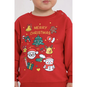 Свитшот детский 2378-Фут "Футер" футер 2-х нитка (р-ры: 80-110) Новый Год красный