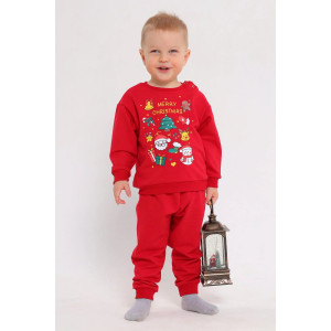 Свитшот детский 2378-Фут "Футер" футер 2-х нитка (р-ры: 80-110) Новый Год красный