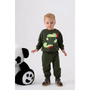 Свитшот детский 2378-Фут "Футер" футер 2-х нитка (р-ры: 80-110) хэппи дино зеленый