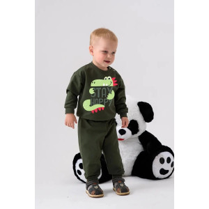 Свитшот детский 2378-Фут "Футер" футер 2-х нитка (р-ры: 80-110) хэппи дино зеленый