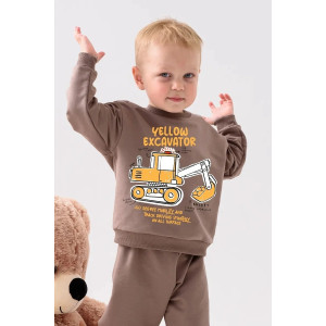 Свитшот детский 2378-Фут "Футер" футер 2-х нитка (р-ры: 80-110) экскаватор коричневый