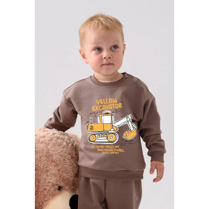 Свитшот детский 2378-Фут "Футер" футер 2-х нитка (р-ры: 80-110) экскаватор коричневый
