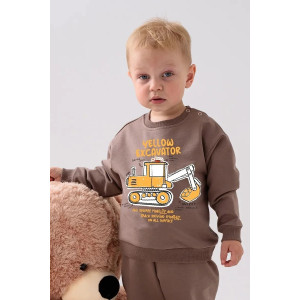 Свитшот детский 2378-Фут "Футер" футер 2-х нитка (р-ры: 80-110) экскаватор коричневый