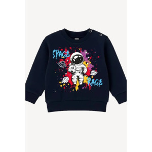 Свитшот детский 2378-Фут "Футер" футер 2-х нитка (р-ры: 80-110) космонавт синий